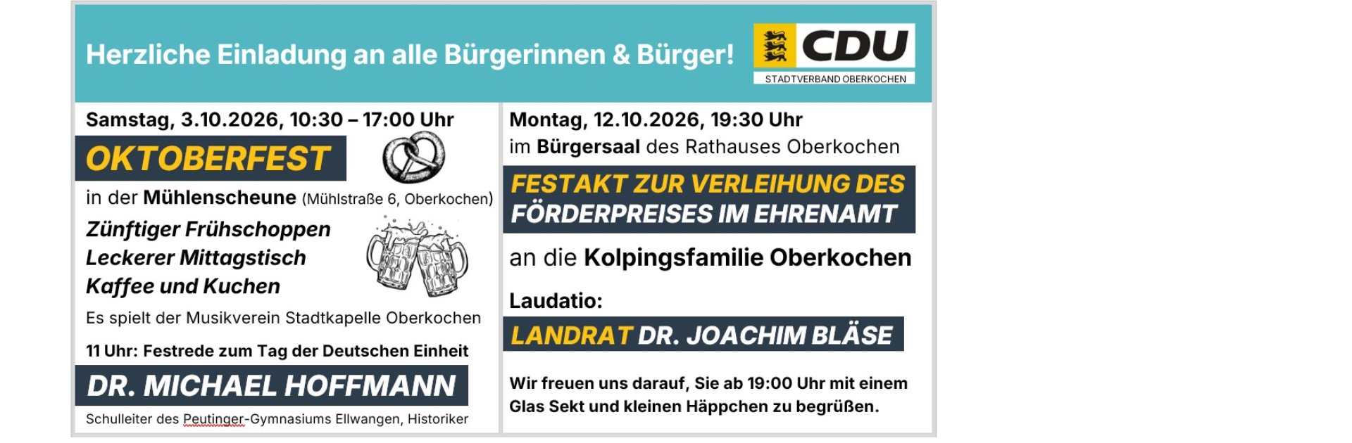 Oktoberfest und Ehrenamtspreisverleihung